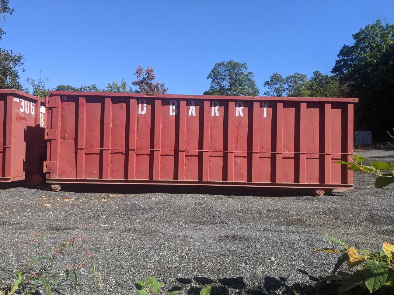 Rental dumpster from D. Barry Rubbish Inc.